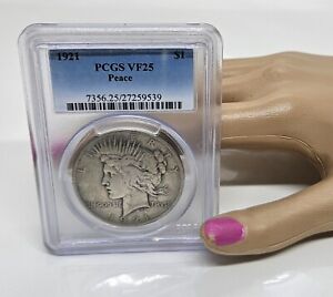 Authenticated 1921 Liberty Peace Dollar PCGS VF25