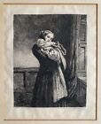 1878 Antique Etching; Hush by Charles West Cope