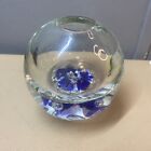 New ListingBob St. Clair Blown Glass Paperweight Blue Trumpet Flowers Holder inkwell vase