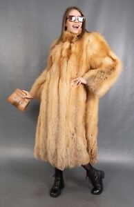 12466 AMAZING REAL CANADIAN RED FOX COAT LUXURY FUR VERY LONG BEAUTIFUL SIZE L