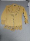 Storybook Knits Sweater Womens Size Large Tan Cardigan W/ Bead work READ DESCRIP