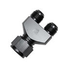 Y-Block Adapter Fitting -12AN Female To Parallel Exit Dual -10AN Male Aluminum
