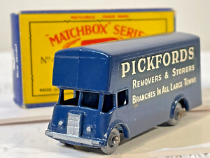 Blue Pickford Removal Van Matchbox Lesney #46 w/ PGW Grey Wheels Original C Box