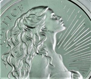 2021 1 OZ .999 pure Silver Shield JUSTICE round  freedom girl lady  BU in cap