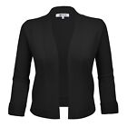 YEMAK Women's Cropped Bolero 3/4 Sleeve Classic Open Front Cardigan MK3558(S-XL)