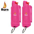 BURN Pepper Spray 1/2oz Women Self Defense Keychain Molded Pink 2 Pack