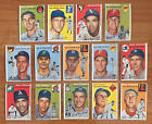 vintage 1954 TOPPS BASEBALL CARD LOT - 14 DIFFERENT CARDS Dodgers Yankees & More