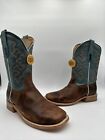 NWOB Corral Honey/Blue Embroidery Leather Square Toe Western Boots Men 10.5 EE