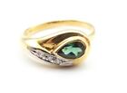 Vtg 18K Gold Green Tourmaline Diamond Ring Sz 7 Estate Mint Signed H Stern + Box