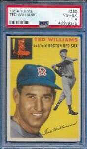 1954 Topps Ted Williams Card #250 Boston Red Sox VG-EX PSA 4
