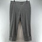 AKRIS Punto Pants Womens Size 12 Gingham Check Crepe Tapered Ankle Black White