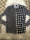 J.CREW White Black Checkered Cardigan Sweater Size XS  Button Up Stretch. H1