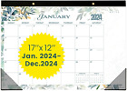 Desk Calendar 2024-17X12 Wall Calendar - Thick Paper & Notes Section - Runs Thro