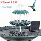 Solar Pump Bird Bath Garden Decor Outdoor Feeder Pedestal Fountain Yard Birdbath