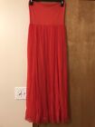 Willow & Clay Womens Red Pleated Chiffon Over Stretchy Maxi Skirt Size Small
