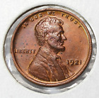 1921 Lincoln Cent in Almost Uncirculated Details Recolored Condition KM#132(224)