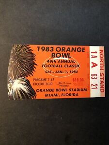 1983 Orange Bowl Game Ticket Stub Nebraska LSU