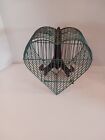 Vintage Decorative Green Wire Bird Cage Heart Shaped w/Door