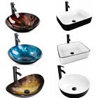 ELECWISH Bathroom Vessel Sink Tempered Glass Ceramic Basin Bowl with Faucet