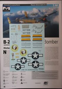 HK Models 1/48th Scale  B-25J Mitchell - Decals from Model Kit No. 01F008