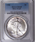 PCGS MS69 1986 American Silver Eagle 1 oz .999 Fine Silver Dollar - Rim Toning