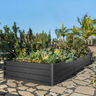 12x4x1ft Raised Garden Bed Kit Outdoor Large Metal Patio Planter Box w/ 2 Gloves