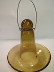 Hand Made Hanging Bird Feeder Glass 7 inches.  For Butterfly Waterer Add Marbles