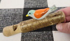 Vintage Working Made in Germany Wooden Hand Carved and Painted Bird Whistle