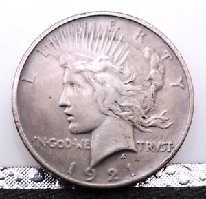 1921 Silver Peace Dollar High Relief Toned