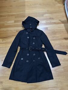 Burberry $1295 Churchdale 3-in-1 Belted Hooded Trench Coat Black US 2