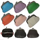 Women's Leather Metal Frame Double Clasp Zipper Coin Change Purse Ladies