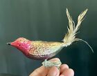 Vintage Glass Bird Clip-on Christmas Ornament Feathers Grannycore 3 1/2”
