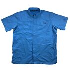 Under Armour Fish Hunter Mens 2XL Blue Button Up Short Sleeve Vented Shirt