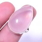 Natural Rose Quartz Ring Size 8 925 Solid Sterling Silver Jewelry For Girls