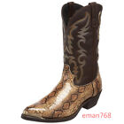 Mens Faux Leather Mid-calf Pointed Toe Western Cowboy Boots Snakeskin Shoes Size