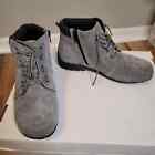 Propet Suede Booties Womens 8W Lace Up Side Zip Grey Winter Hiking Outdoor