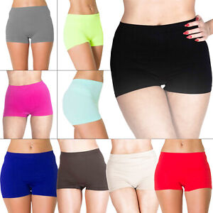 Womens Ladies Plain Boxer Shorts High Waist Seamless Stretch Underwear Lot M-2XL