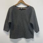 Ann Taylor Cashmere Medium Wool Blend Gray 3/4 Sleeve Sweater Knit Pullover