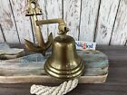 Anchor Ship Bell w/ Bracket & Rope Lanyard, Antique Brass Finish, Nautical Decor