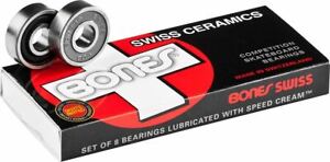 Bones Swiss Skateboard Bearings  Ceramic 8mm  (8 pack)