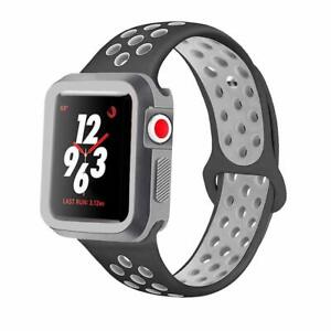 Two Color Tone Band & Rugged Sport Case For Apple Watch 9 8 7 6 SE 5 4 3 2 1
