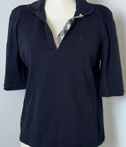 Burberry Brit Women's Polo Shirt Size XL Black Short Sleeve Collared