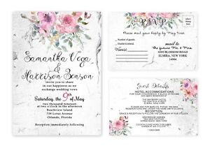 Wedding Invitations Personalized Rustic Invites with RSVP Cards Set of 100