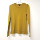 Ann Taylor Womens Cashmere Long Sleeve Crew Neck Sweater Size S Broom Yellow