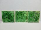 New Listing3 Antique Glazed Decorative Green Ceramic Art Tiles, From Europe 6 x 6 inches