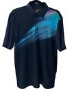 Greg Norman Play Dry Mens Shark Logo Blue Golf Shirt Size Large