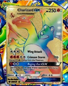 Charizard GX Rainbow Gold Metal Pokémon Card Collectible Gift
