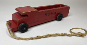 Vintage NOMA Wood Red Victory Oil Truck # 780 Christmas Pull Toy