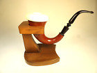 Pioneer Sherlock Holmes Calabash Gourd Pipe New Meerschaum Bowl + Decatur Stand
