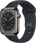 Apple Watch Series 8 GPS Cellular 45mm Stainless Steel Case Midnight Band M/L